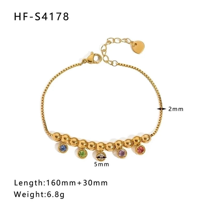 Minimalist Heart Shape Stainless Steel 18K Gold Plated Artificial Rhinestones Rhinestones Shell Bracelets In Bulk