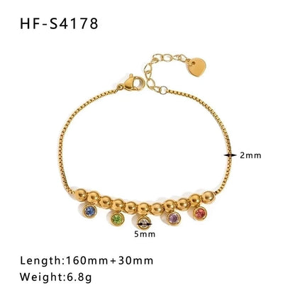 Minimalist Heart Shape Stainless Steel 18K Gold Plated Artificial Rhinestones Rhinestones Shell Bracelets In Bulk