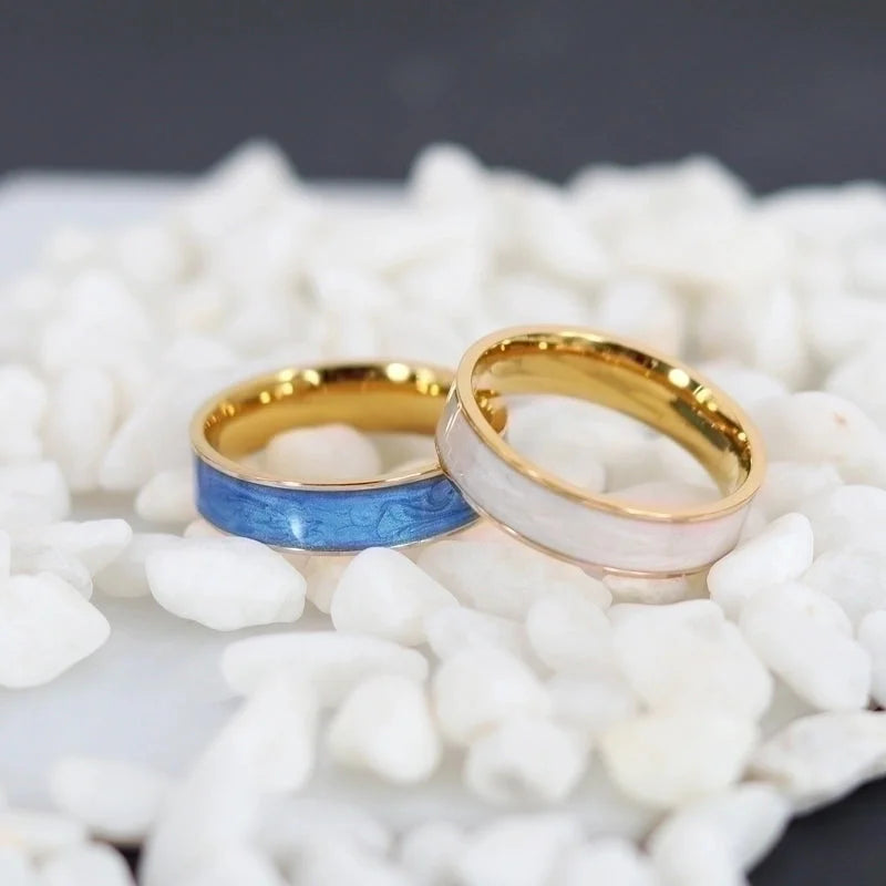 304 Stainless Steel 18K Gold Plated Romantic Sweet Commute Enamel Plating Solid Color Rings