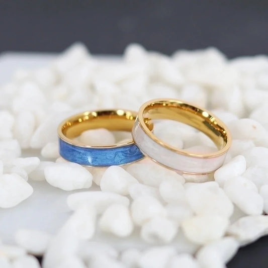 304 Stainless Steel 18K Gold Plated Romantic Sweet Commute Enamel Plating Solid Color Rings