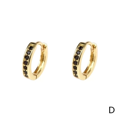 Fashion Round Gold Plated Copper Zircon Hoop Earrings