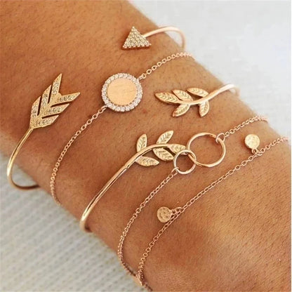 Vintage Style Punk Minimalist Moon Leaves Arrow Alloy Gold Plated Silver Plated Artificial Diamond Rhinestones Bracelets Bangle In Bulk