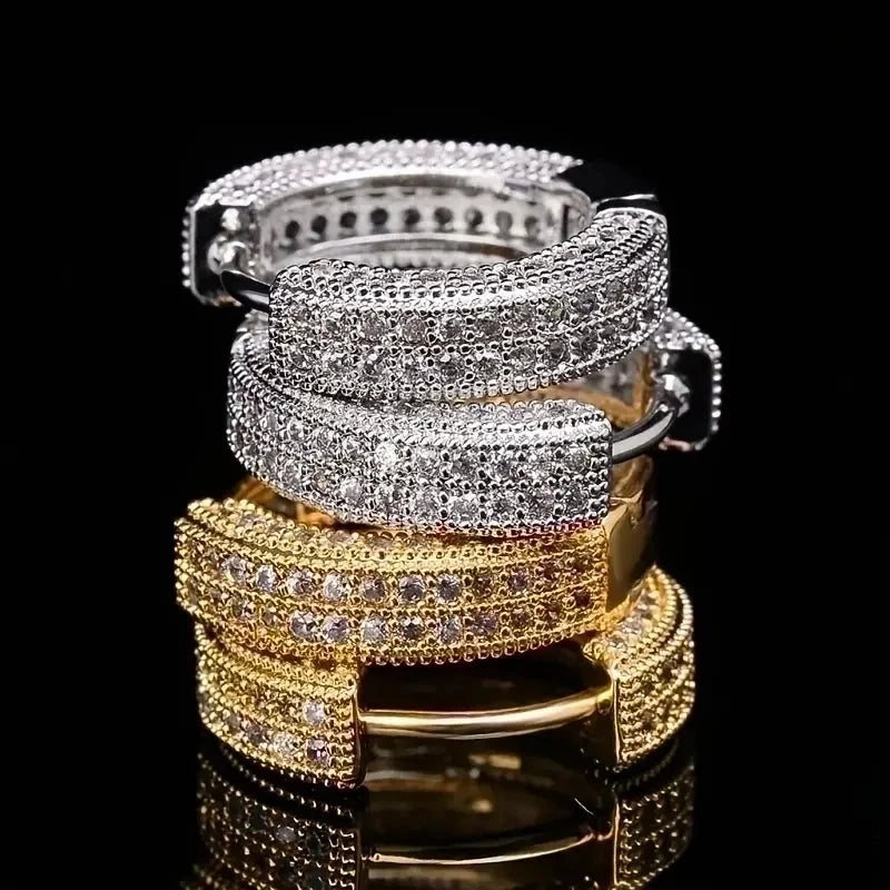 2 Pieces Classic Style Shiny Round Plating Inlay Brass Zircon Gold Plated Platinum Plated Earrings