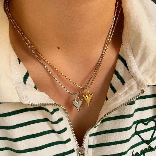 Basic Minimalist Commute Heart Shape 304 Stainless Steel 16K Gold Plated White Gold Plated Gold Plated Pendant Necklace