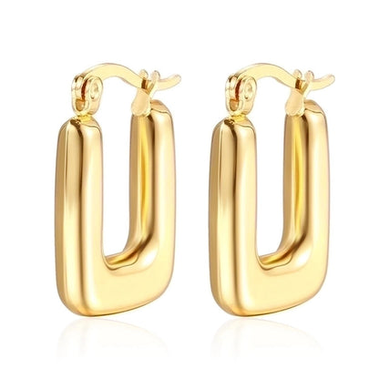 1 Pair Fashion Solid Color Plating 304 Stainless Steel 18K Gold Plated Earrings