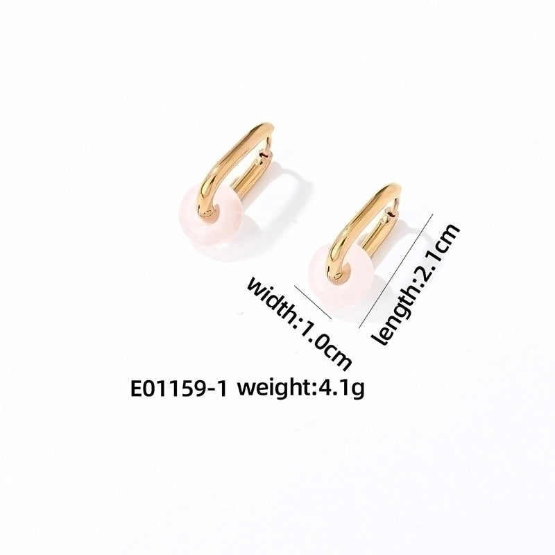 1 Pair Minimalist Oval Plating 304 Stainless Steel Gold Plated Earrings