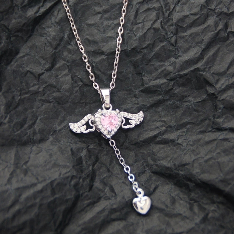 10 Pieces Casual Elegant Basic Moon Heart Shape Bow Knot Titanium Steel Copper Zircon Plating Inlay Pendant Necklace