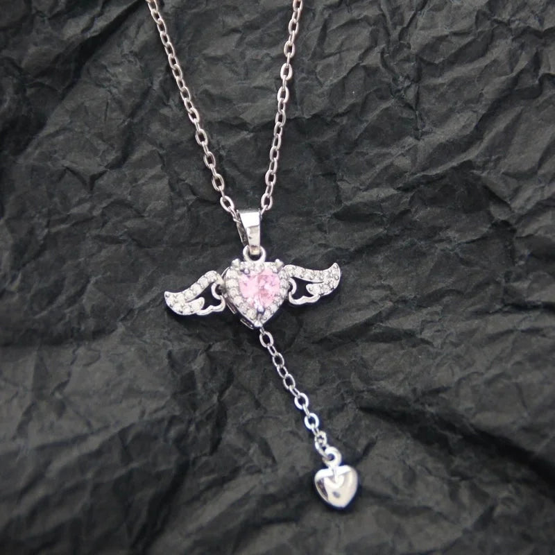 10 Pieces Casual Elegant Basic Moon Heart Shape Bow Knot Titanium Steel Copper Zircon Plating Inlay Pendant Necklace