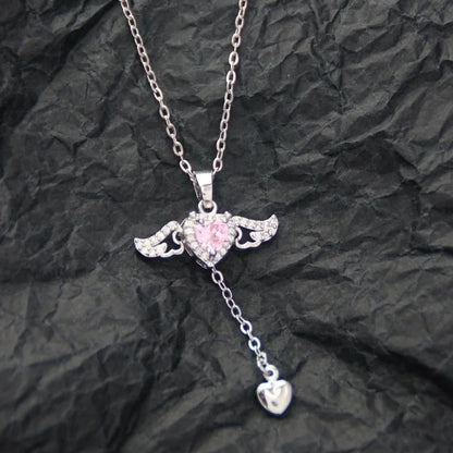 10 Pieces Casual Elegant Basic Moon Heart Shape Bow Knot Titanium Steel Copper Zircon Plating Inlay Pendant Necklace
