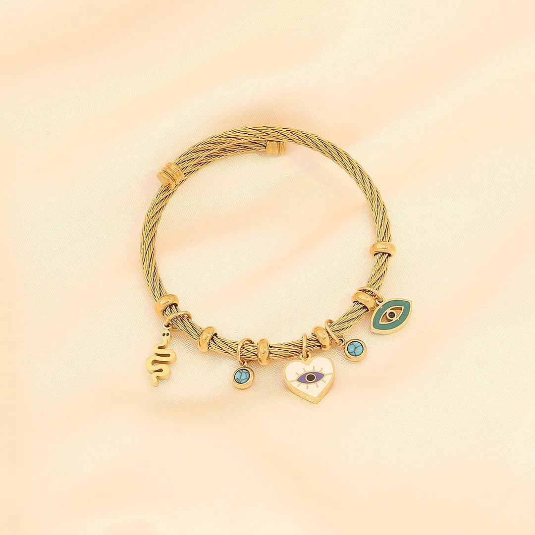 Fashion Heart Stainless Steel Electroplating Bangles
