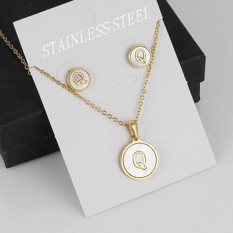 Minimalist Round Letter 304 Stainless Steel Shell 18K Gold Plated Gold Plated Stainless Steel Jewelry Sets