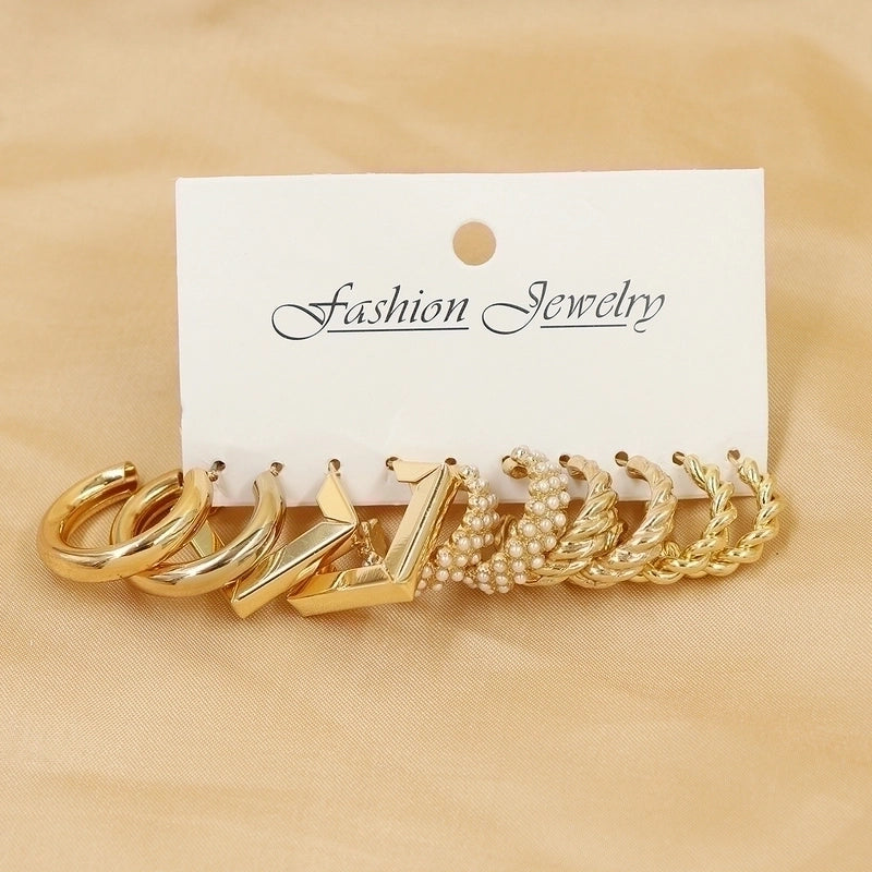 1 Set Minimalist Circle Heart Shape Butterfly Metal Plating Inlay Pearl Women\'s Earrings