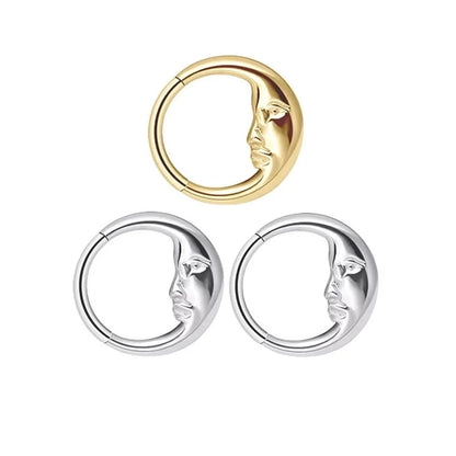 1 Piece Nose Rings & Studs Hip-Hop Basic Punk Round 316 Stainless Steel Polishing 18K Gold Plated Nose Rings & Studs