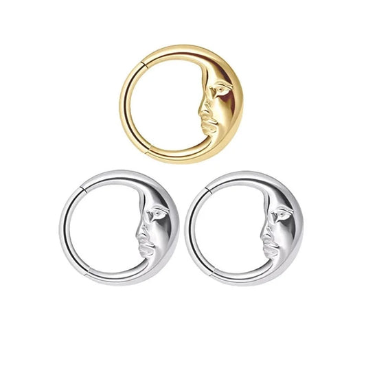 1 Piece Nose Rings & Studs Hip-Hop Basic Punk Round 316 Stainless Steel Polishing 18K Gold Plated Nose Rings & Studs