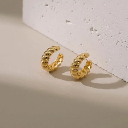 Retro Minimalist C Shape Copper Plating Inlay Zircon Ear Cuffs 1 Pair