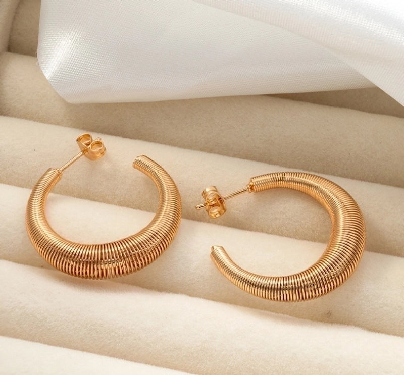 1 Pair Minimalist Classic Style Solid Color Plating 304 Stainless Steel Titanium Steel 18K Gold Plated Ear Studs