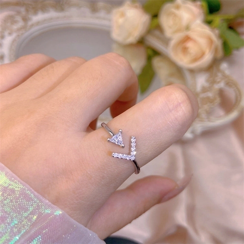 Copper Plating Inlay Leaf Heart Shape Skull Zircon Open Rings