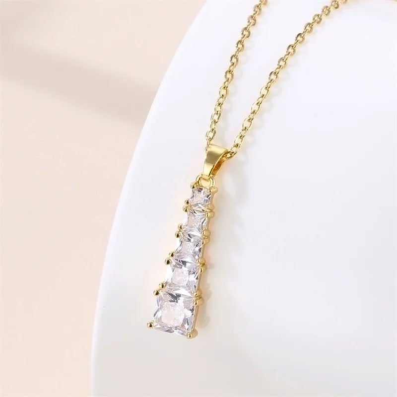 Stainless Steel Titanium Steel 18K Gold Plated Vintage Style Plating Inlay Round Heart Shape Snowflake Zircon Pendant Necklace