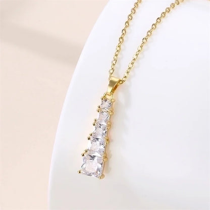 Stainless Steel Titanium Steel 18K Gold Plated Vintage Style Plating Inlay Round Heart Shape Snowflake Zircon Pendant Necklace