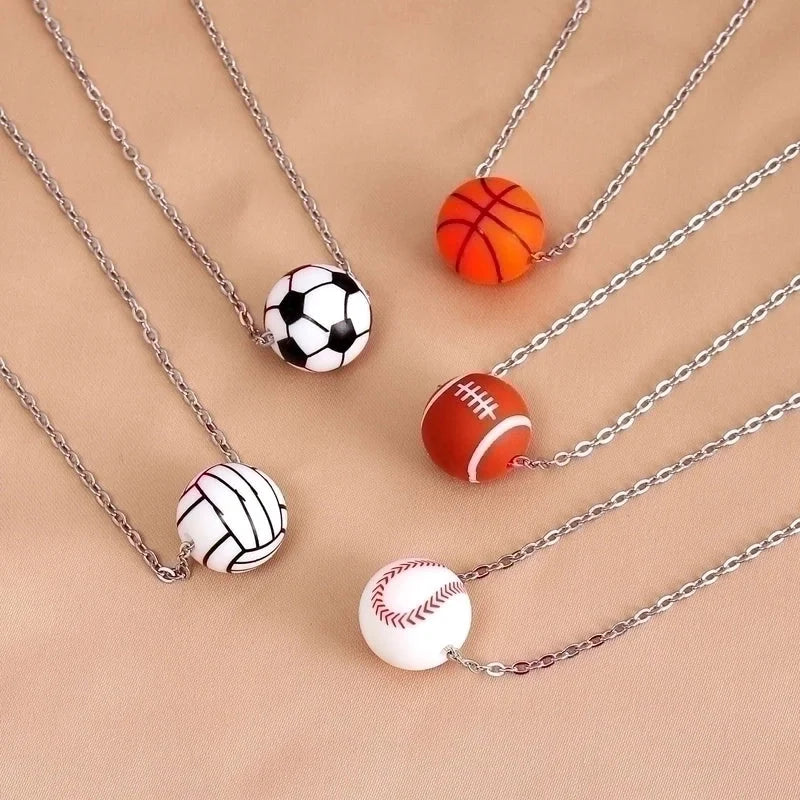 Jewelry Minimalist Basketball 304 Stainless Steel Silica Gel Pendant Necklace