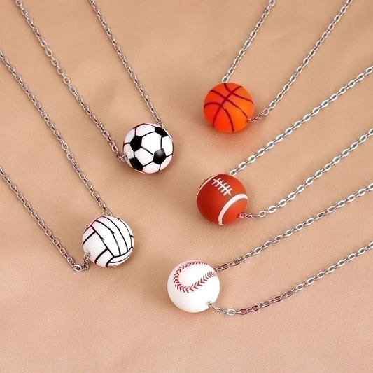 Jewelry Minimalist Basketball 304 Stainless Steel Silica Gel Pendant Necklace