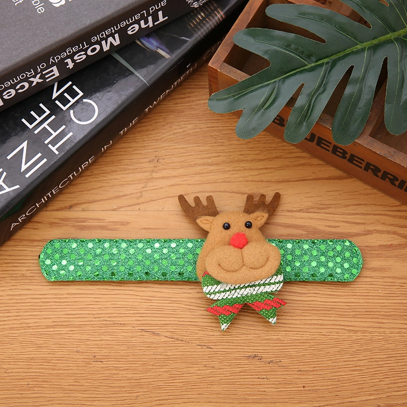 Luminous Style Christmas Small Gifts For Children Christmas Creative Gift With Lights Old Man Snowman Slap Bracelet Pop Bracelet