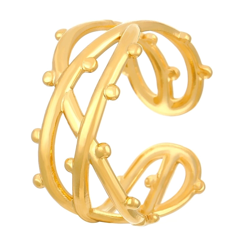 Minimalist Classic Style Geometric 304 Stainless Steel 18K Gold Plated Open Rings