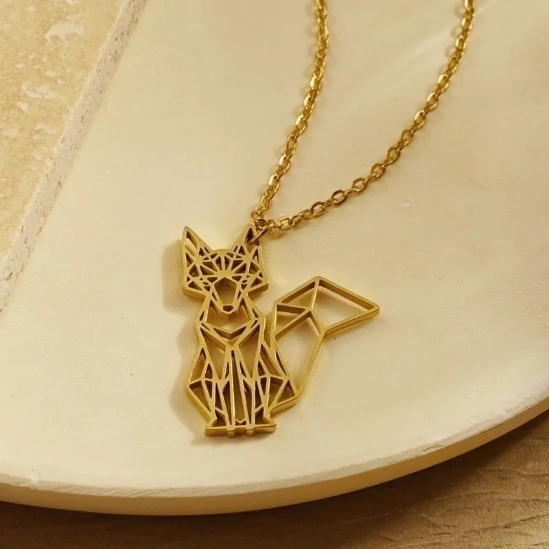 304 Stainless Steel 18K Gold Plated Minimalist Plating Hollow Out Animal Pendant Necklace