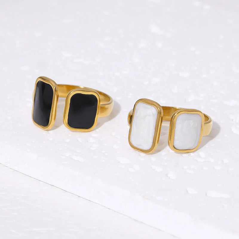 Open Ring Minimalist Quadrilateral Geometric Stainless Steel Electroplating Rings