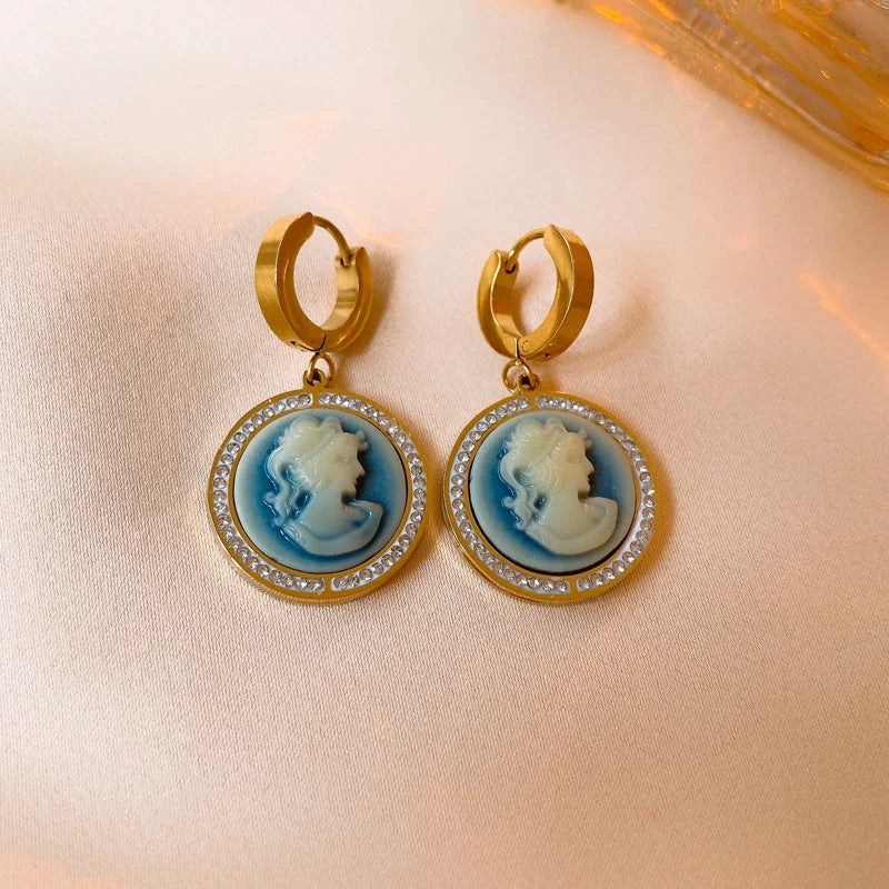 French Vintage Ellipse Geometric Acrylic Electroplating Earrings