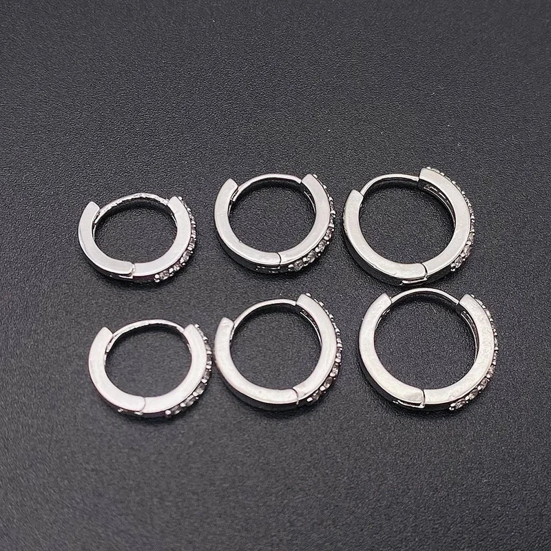 1 Piece Minimalist Geometric Inlay Copper Zircon Hoop Earrings