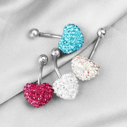 1 Piece Belly Rings Sexy Cool Style Heart Shape 316L Stainless Steel Alloy Plating Rhinestones
