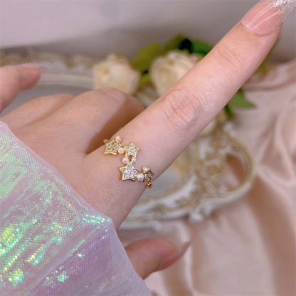 Copper Plating Inlay Leaf Heart Shape Skull Zircon Open Rings