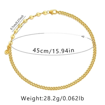 Ig Style Minimalist Solid Color Copper Plating Chain 18k Gold Plated Necklace