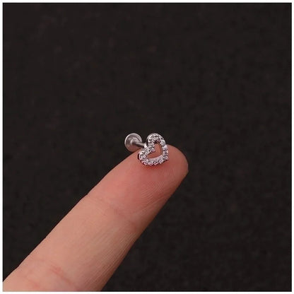 Fashion Crown Flower Stainless Steel Copper Inlay Zircon Lip Stud 1 Piece