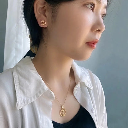 Fashion Star Tree Heart Shape Titanium Steel Hollow Out Women\'s Earrings Necklace 1 Set