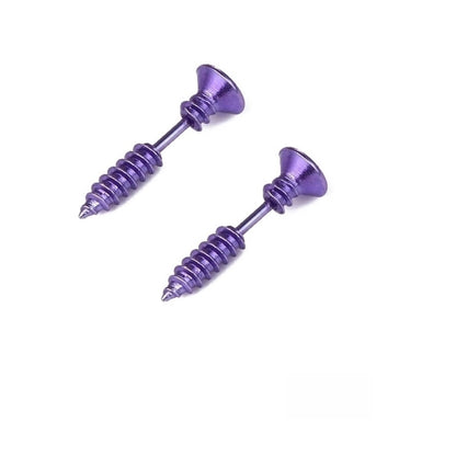 Fashion Punk Style Titanium Steel Screw Stud Earrings