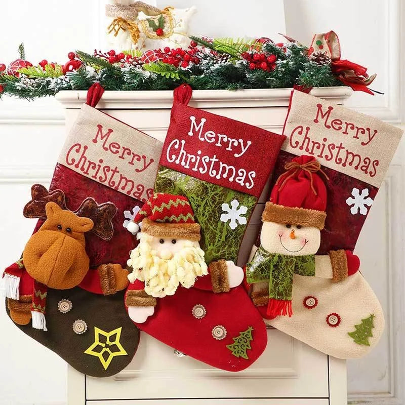 Christmas Decorations Santa Socks Claus Gift Bag Party Layout Snowman Elk Children Gift Socks Pendant