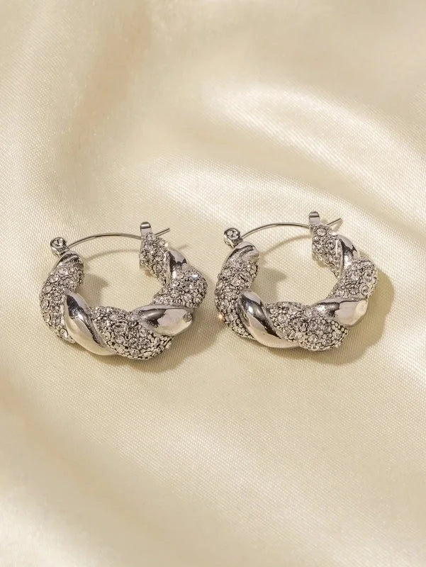1 Pair Ins Style Retro Twist Plating Inlay Stainless Steel Zircon Earrings