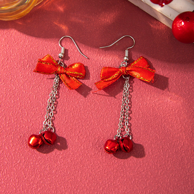 Christmas Earrings Red Bell Studs Candy Color Snowflake Studs Alloy Christmas Ear Accessories