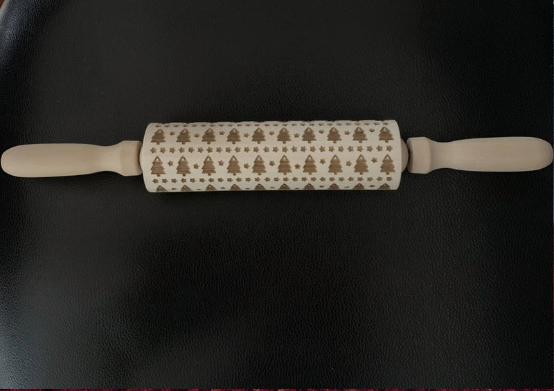 Christmas Cute Christmas Tree Snowflake Elk Wood Rolling Pin 1 Piece