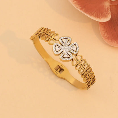 Fashion Flower Stainless Steel Electroplating Bangles