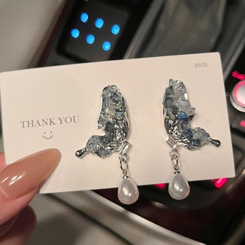 1 Pair Fashion Leaf Flower Bow Knot Imitation Pearl Alloy Rhinestones Earrings