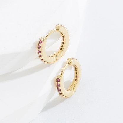 Minimalist O-shape Inlaid Zircon Copper Gold Plated Earrings