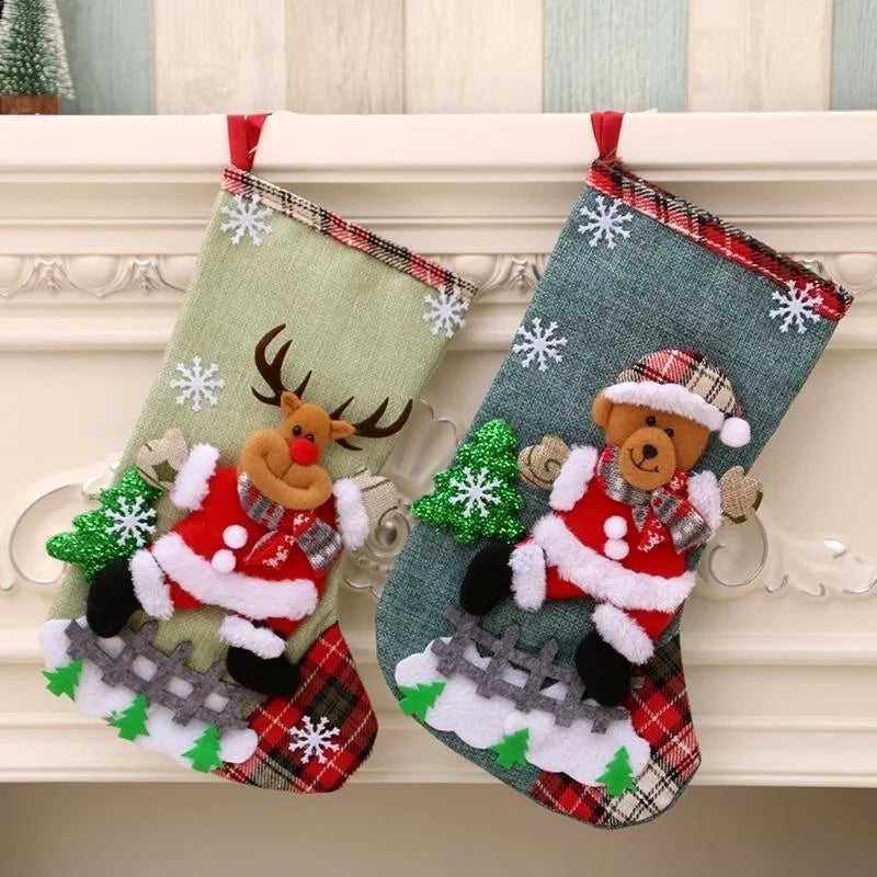 Linen Large Christmas Stockings Ornament Gift Bag Nhmv155578