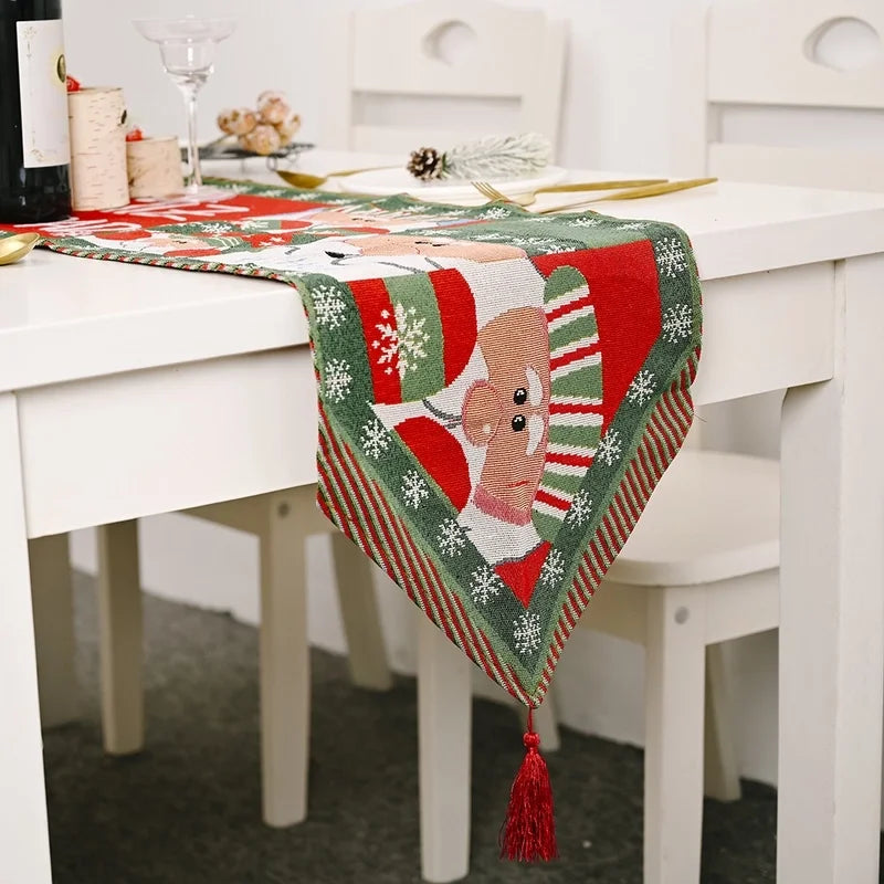New Christmas Decoration Knitted Cloth Table Runner Creative Christmas Table Decoration