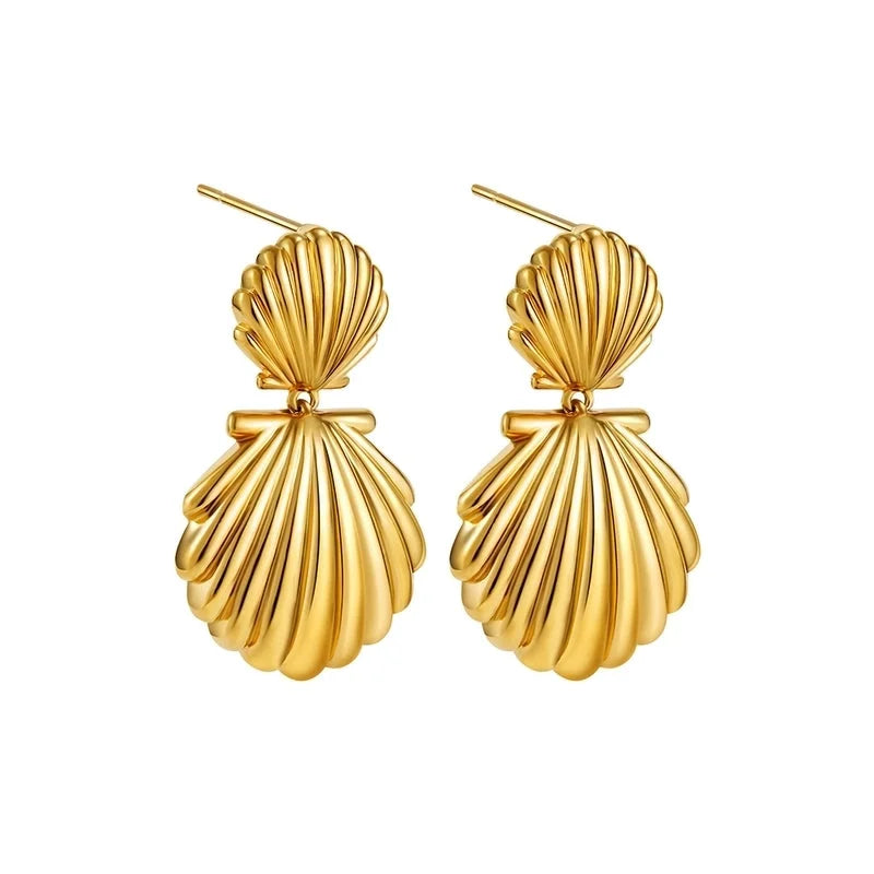 1 Pair Hawaiian Tropical Shell Copper Drop Earrings