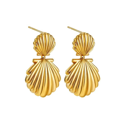 1 Pair Hawaiian Tropical Shell Copper Drop Earrings