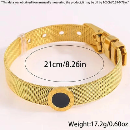 Vintage Style Classic Style Roman Style Roman Numeral Titanium Steel 18K Gold Plated Bangle In Bulk Stainless Steel Bracelets
