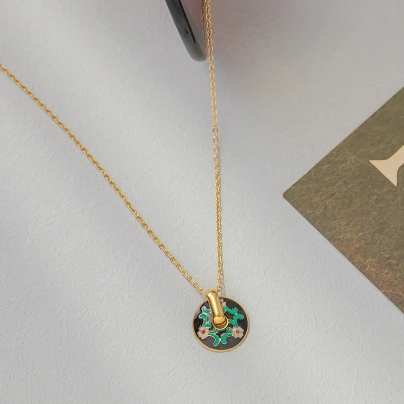 304 Stainless Steel 18K Gold Plated Retro Plating Flower Earrings Necklace